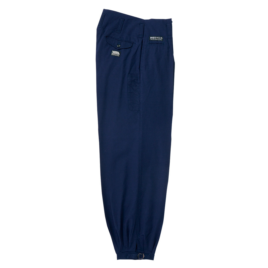 Toraichi long nikka tobi pants in navy with wide silhouette