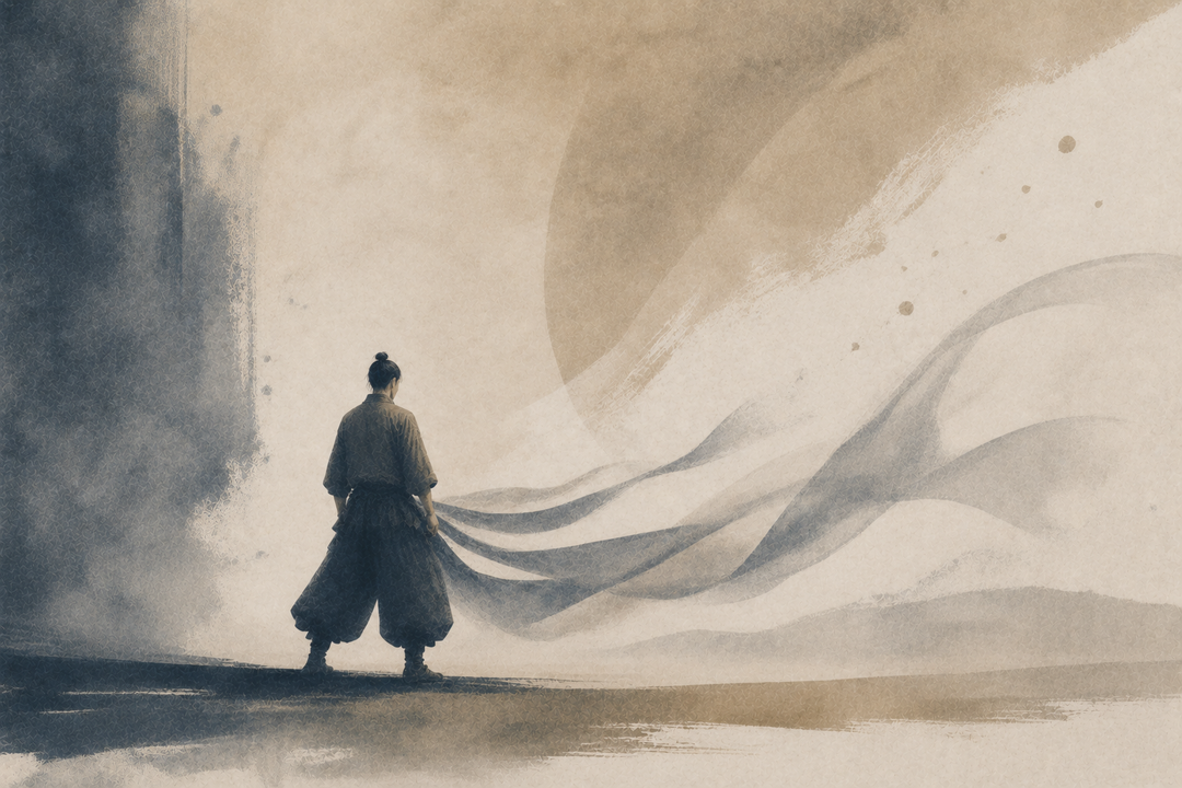 Abstract painting of a figure wearing loose, voluminous pants with flowing fabric forms suggesting airflow, breathability, and freedom of movement in hot conditions.