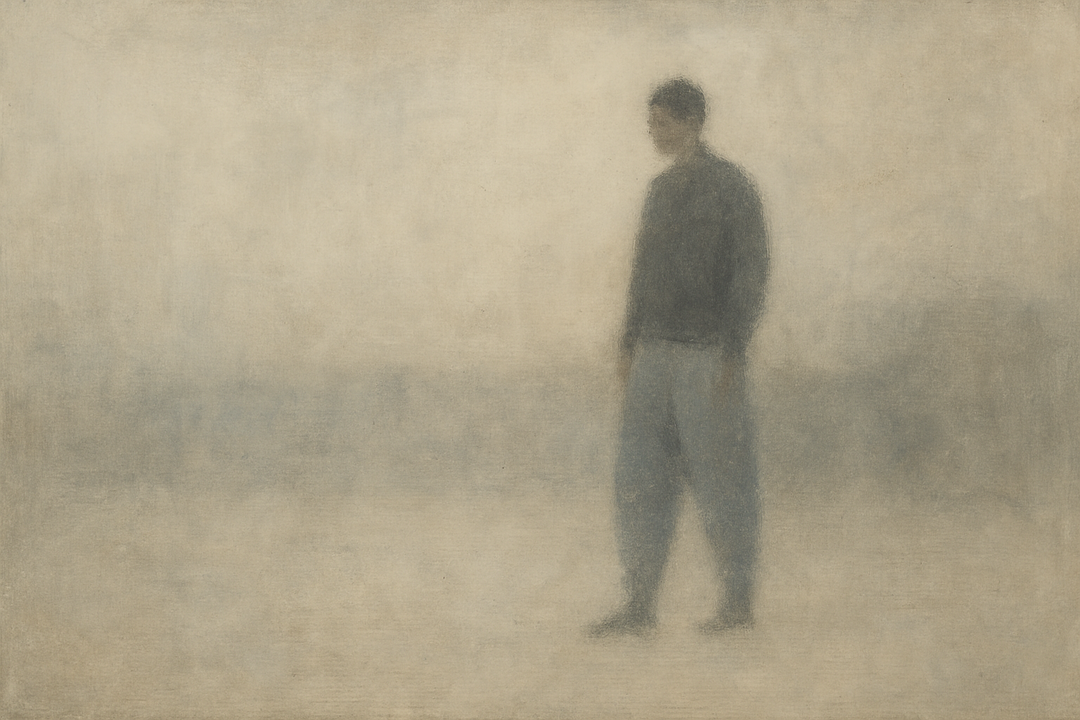 Abstract image representing movement and balance in Japanese workwear, often associated with nikka pants silhouettes