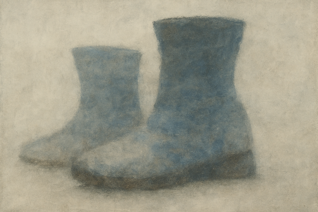 A pair of traditional Japanese jikatabi boots with split-toe design, illustrating the footwear’s close-to-the-ground feel and balance-focused construction used by workers and craftsmen.