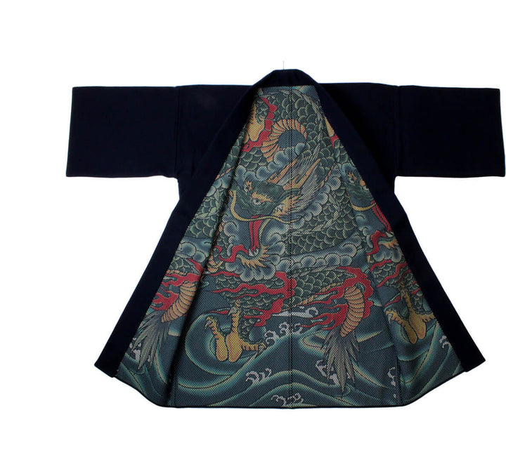 Back view of sashiko-patterned happi coat