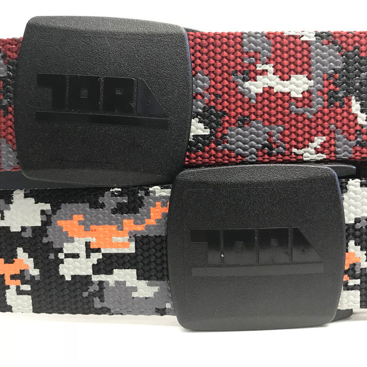 Black and gray Toraichi belt featuring pixel camo design
