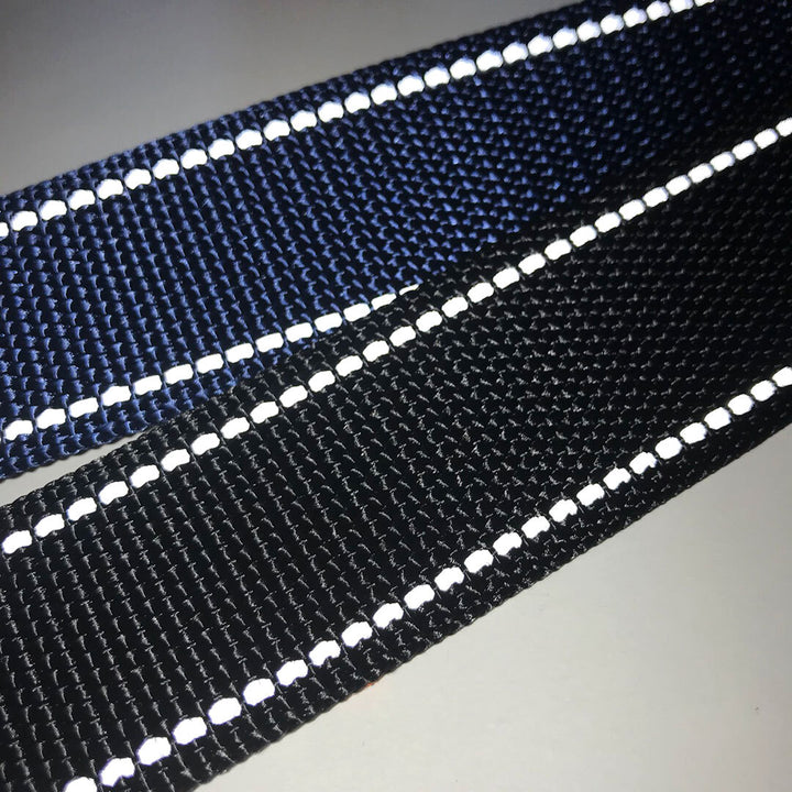 Close-up of woven texture on navy Toraichi workwear belt