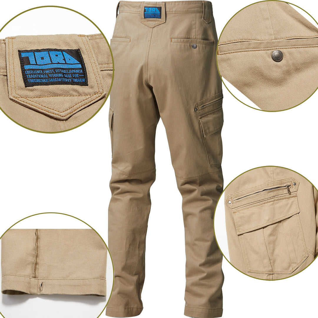 Multiple color lineup of the Toraichi 3922-219 cargo pants showing Japanese craftsmanship, versatility, and everyday workwear performance.