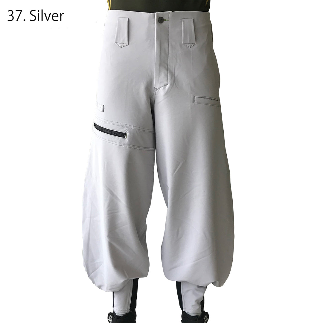 Silver Japanese workwear pants, Toraichi tobi collection