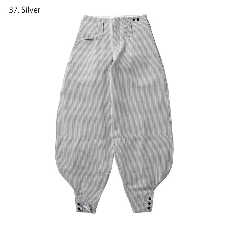 Classic navy Japanese tobi pants with exaggerated balloon silhouette