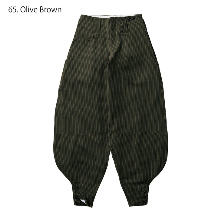Long cut Toraichi tobi pants with three-button fastening at waist