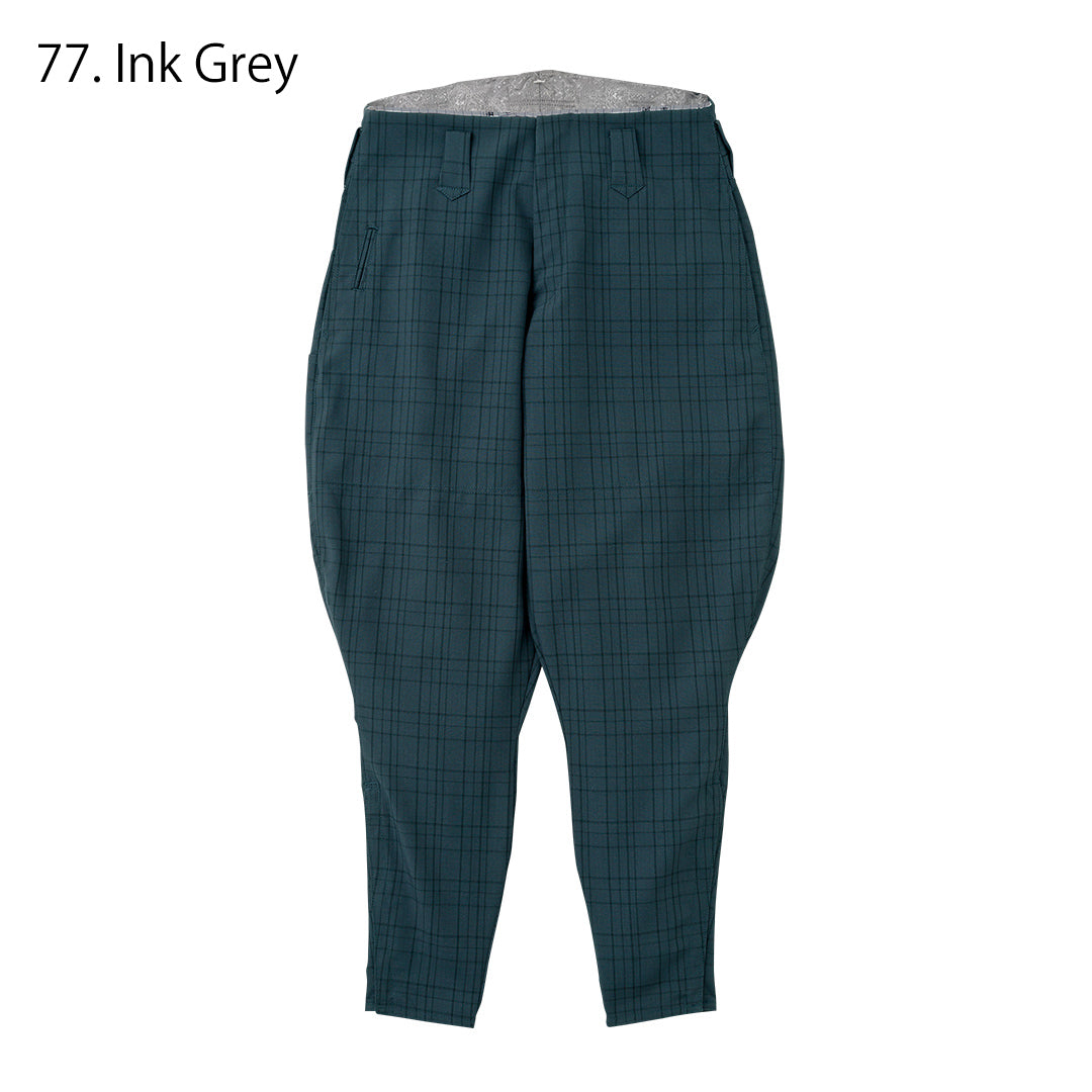 Toraichi tobi pants checked navy horse riding cut for Japanese workwear