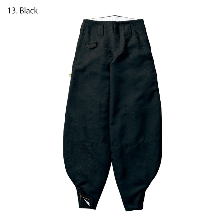 Navy slim super-long hachibu pants paired with black footwear