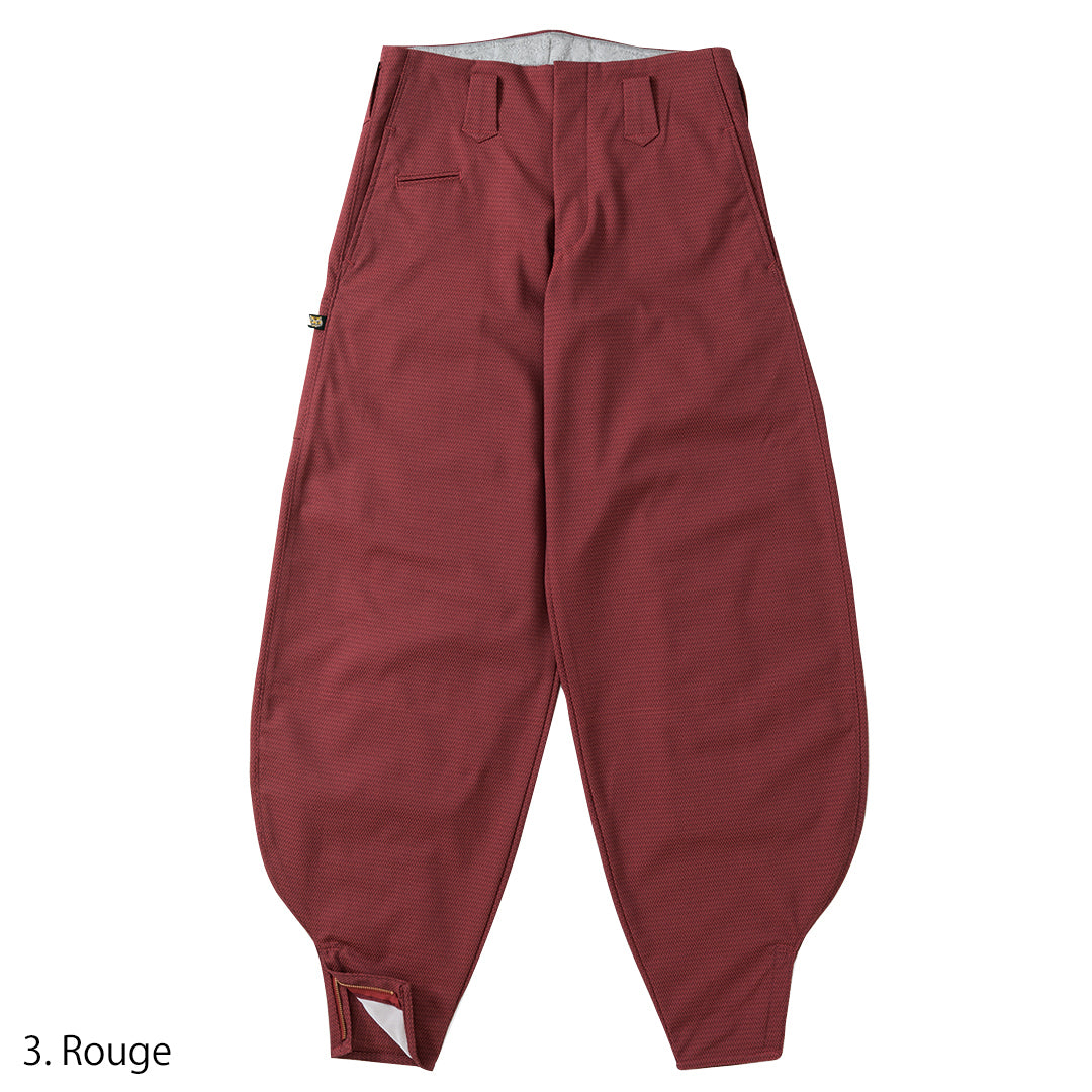 Slim silhouette Japanese pants in brown paired with work shoes