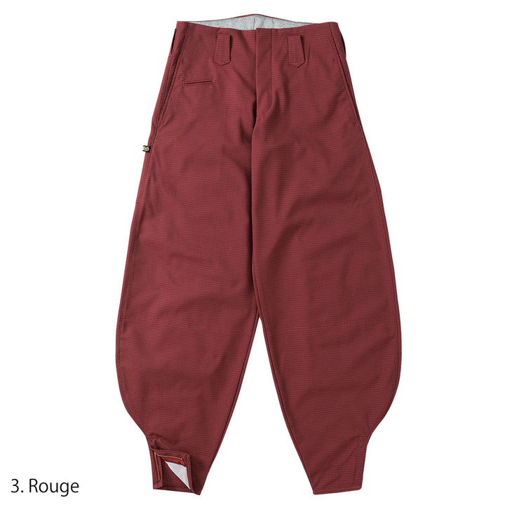 Slim silhouette Japanese pants in brown paired with work shoes