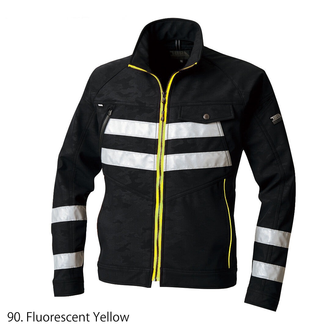 Japanese workwear 9520-750 black blouson jacket with fluorescent yellow reflective bands