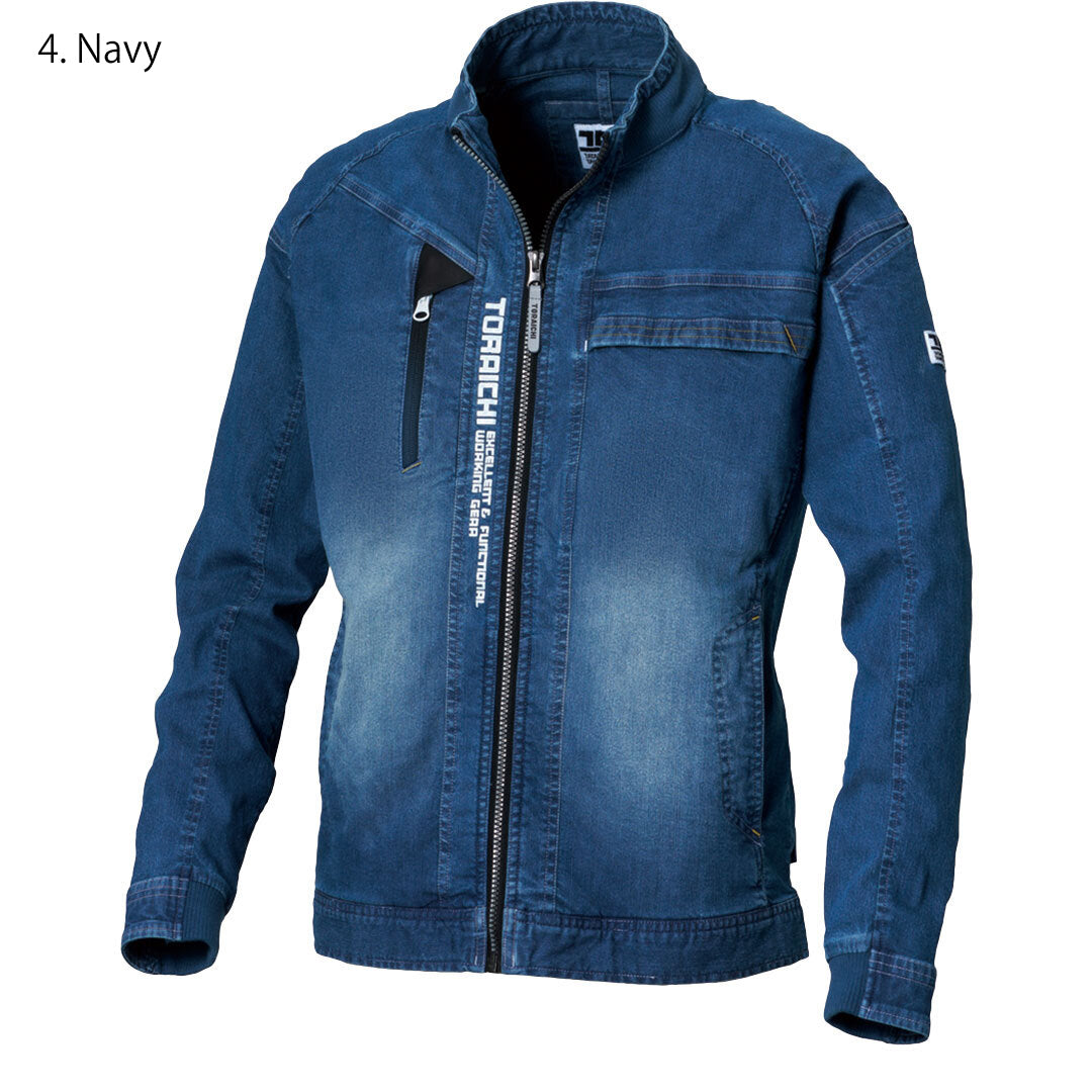 front view of toraichi 8880-124 denim work jacket in navy color