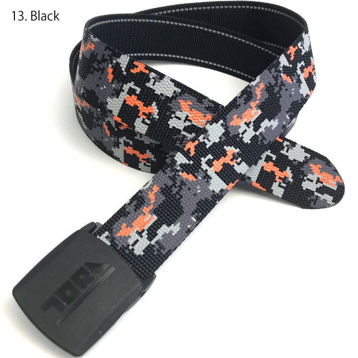 Toraichi tobi workwear belt with black and yellow digital camo pattern