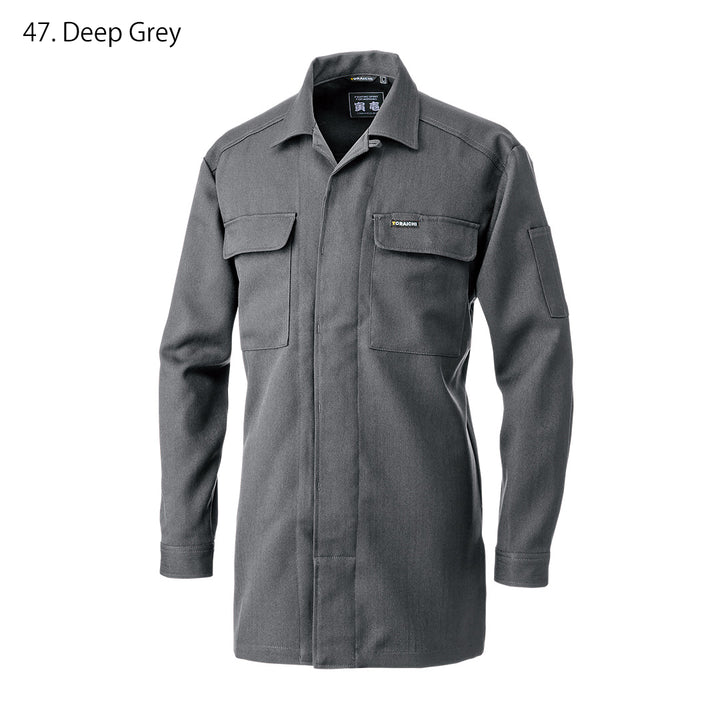 Side slit detail showing functional mobility feature in Toraichi tobi shirt