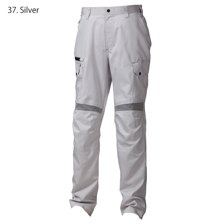 Green variation of the Toraichi tobi workwear cargo trousers featuring identical cargo layout and antistatic fabric texture.