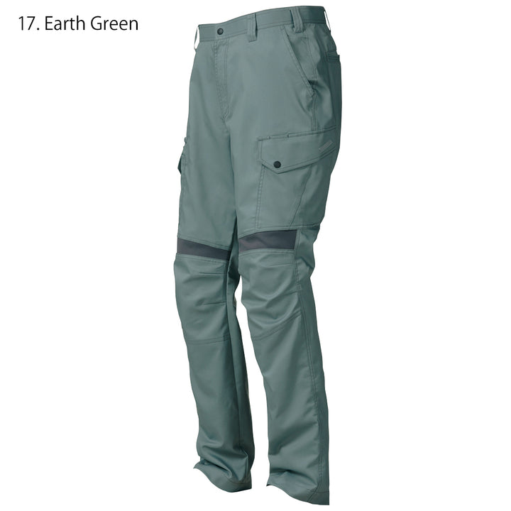 Olive tone of the Toraichi Japanese workwear pants showing subtle tonal stitching and workwear label detail.