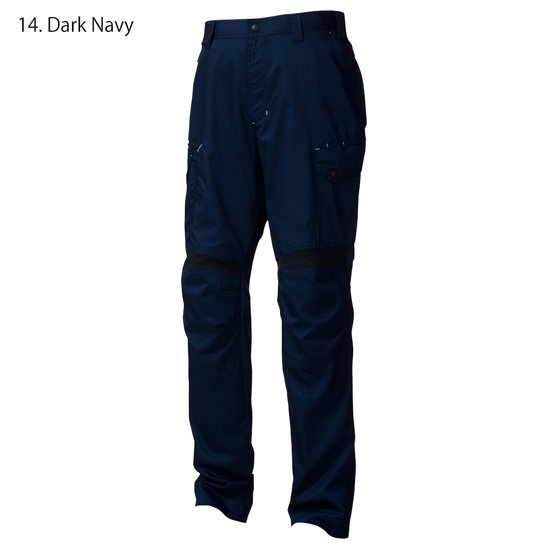 Multiple color options of the Toraichi 2130-219 cargo pants demonstrating functional Japanese workwear design built for durability and movement.
