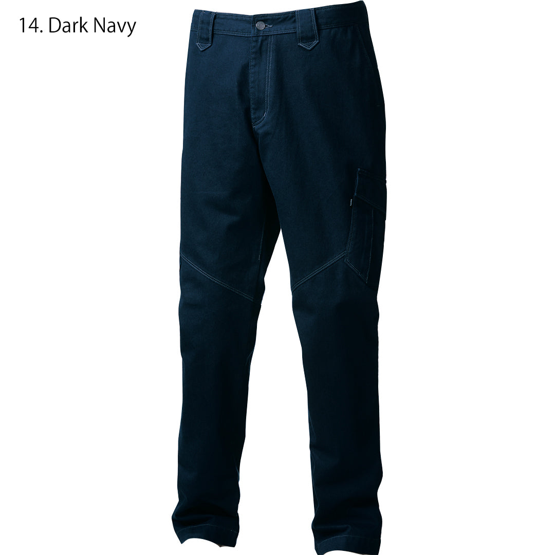 Olive color variation of the Toraichi 3922-219 cargo trousers emphasizing the durable cotton material and clean lines.