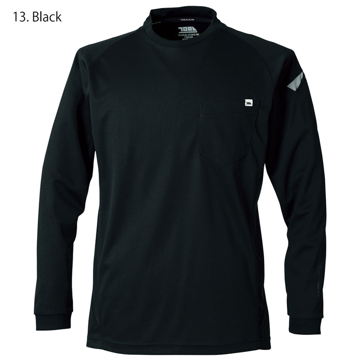 Back view of Toraichi 5949-617 crew neck workwear shirt in navy