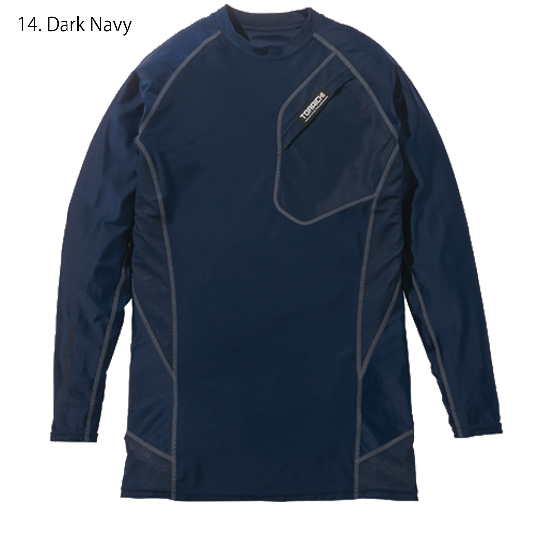 Navy variation of the Toraichi 5982-617 long sleeve shirt featuring smooth compression-style fit and moisture-wicking texture.