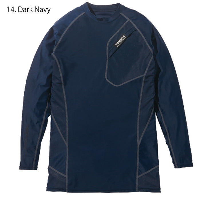 Navy variation of the Toraichi 5982-617 long sleeve shirt featuring smooth compression-style fit and moisture-wicking texture.