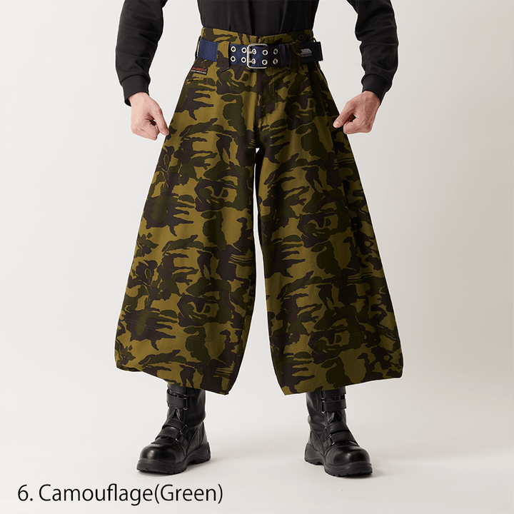 Side profile Toraichi 4441-418 camouflage green Japanese tobi pants