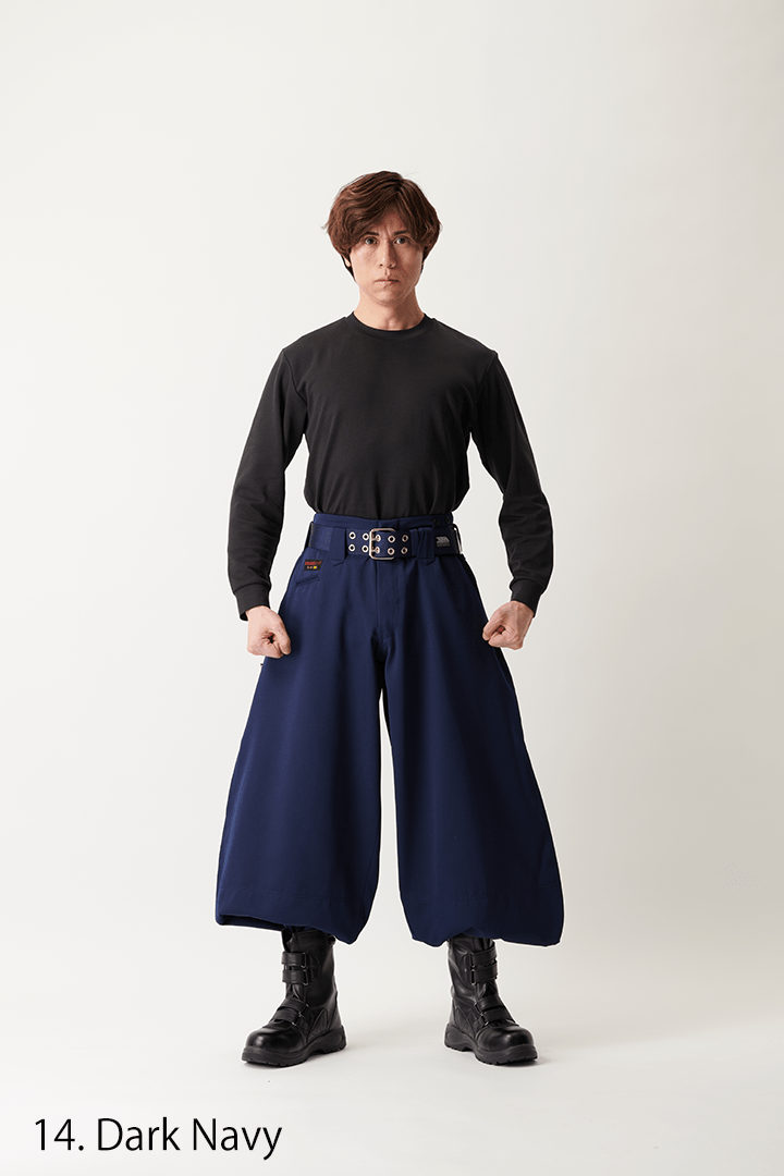 Extra wide silhouette Toraichi 2530-418 Japanese work trousers front view