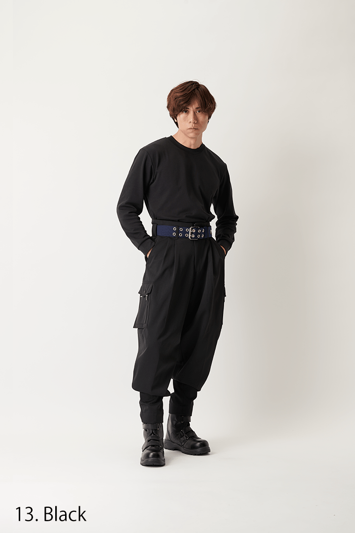 Durable high-waist tobi trousers with side pocket and cuffed ankle design