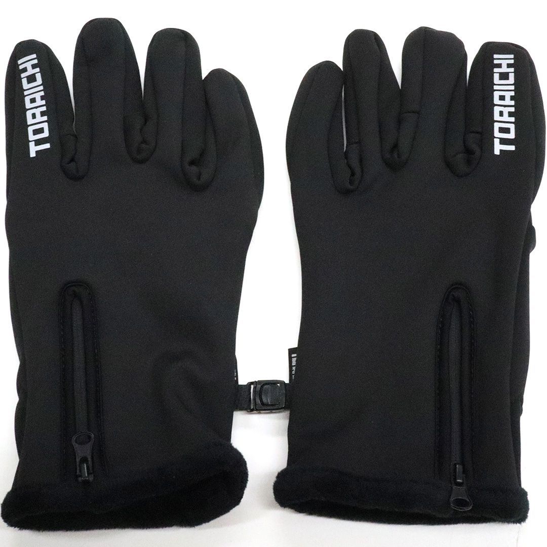 The Toraichi Japanese workwear 0200-947 gloves in black showing a sleek ergonomic design and touchscreen-compatible fingertips.
