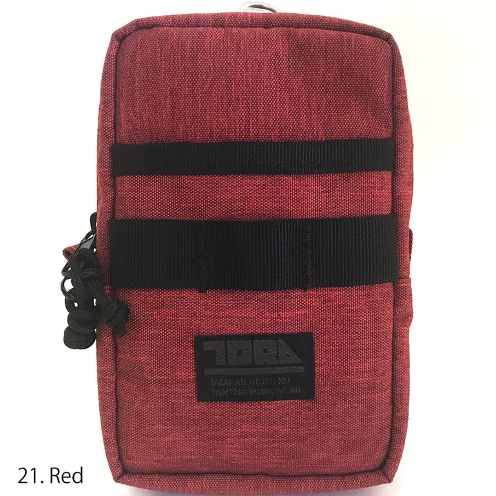 Red Toraichi multifunctional storage case with bold Toraichi logo patch
