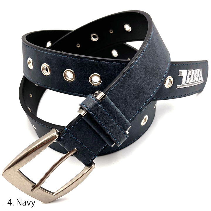 black toraichi patterned belt with silver buckle and eyelets