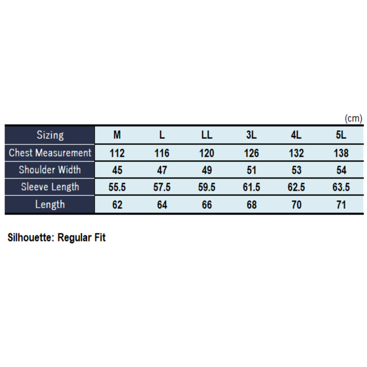 Color and fabric chart displaying Infinity Max material options for Toraichi Japanese workwear