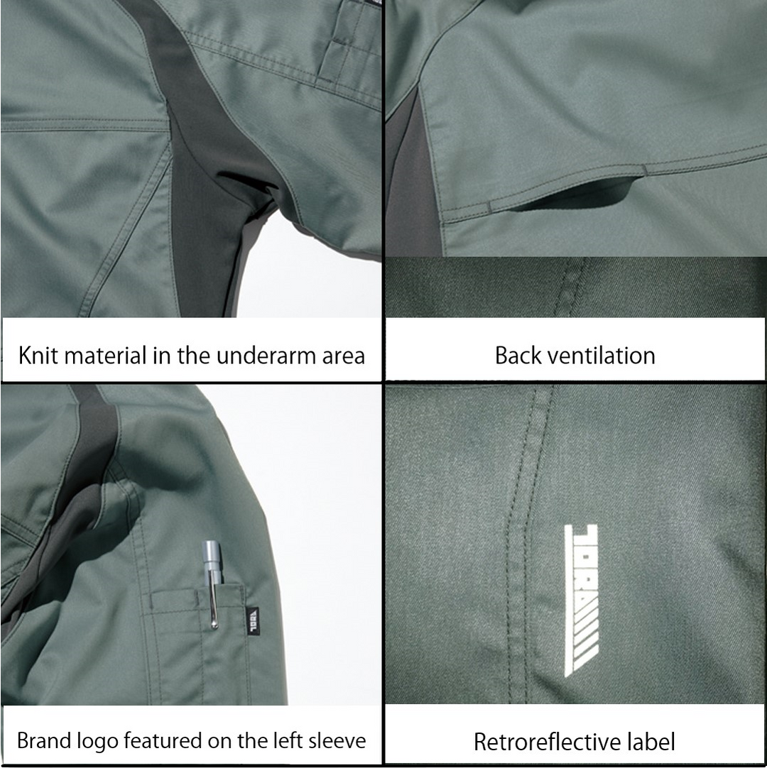 earth green Toraichi tobi jacket and matching trousers, ideal for modern Japanese workwear styling