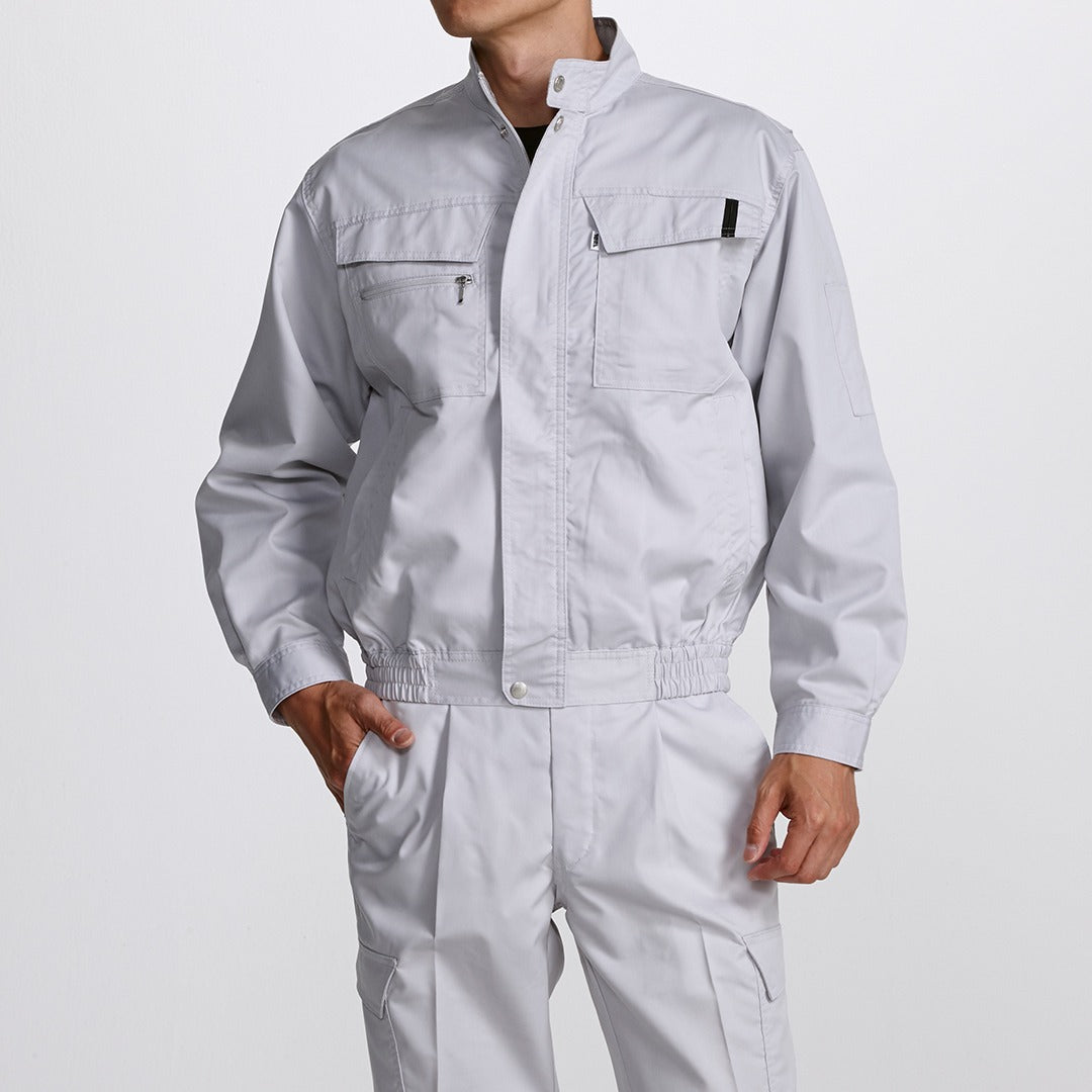 Front view of Toraichi 2151-124 long sleeve blouson jacket in silver gray