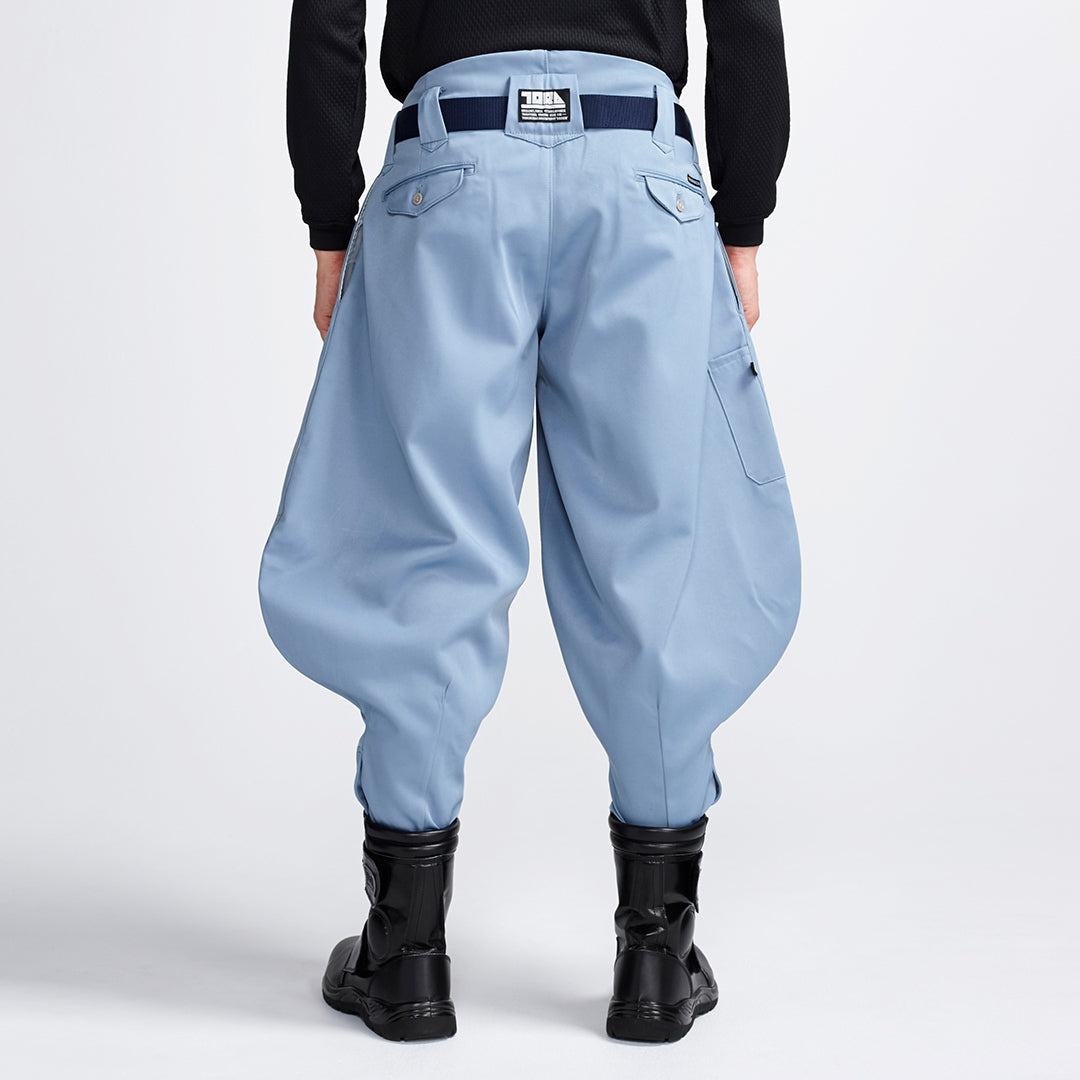 Japanese workwear Toraichi 2530-412 Dark Purple long tobi trousers side profile