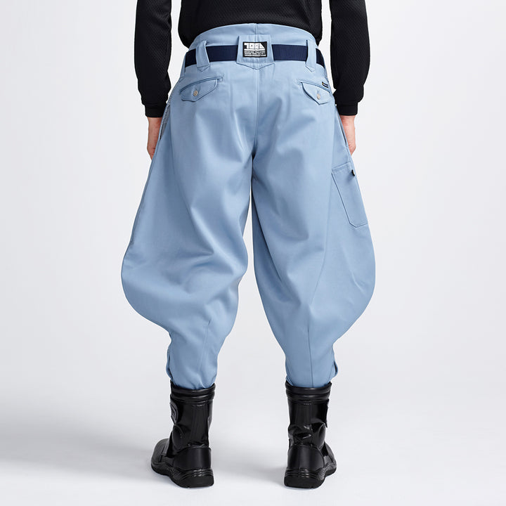 Japanese workwear Toraichi 2530-412 Dark Purple long tobi trousers side profile