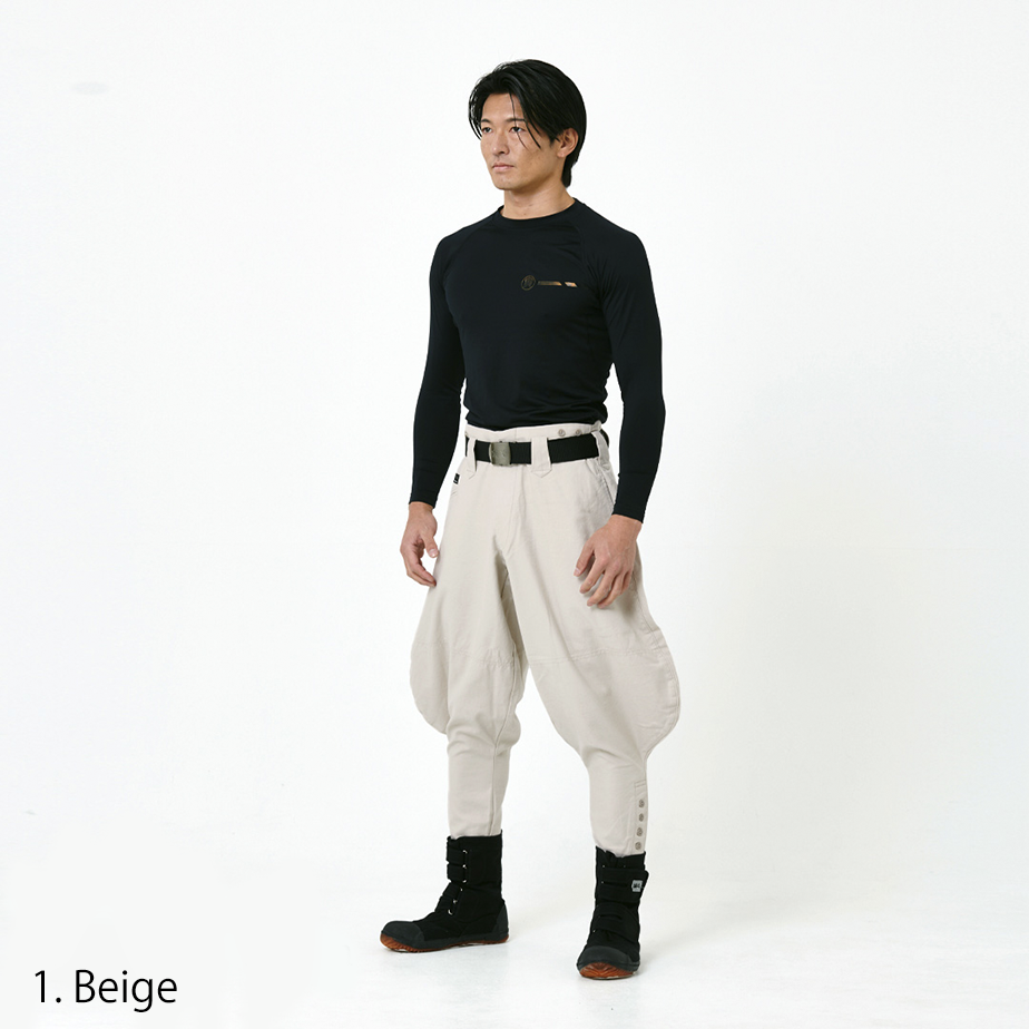 Japanese workwear Toraichi 4441-401 Beige shichibu trousers wide cut