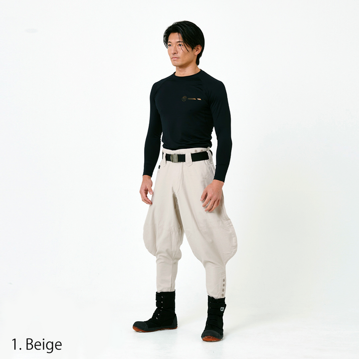 Japanese workwear Toraichi 4441-401 Beige shichibu trousers wide cut