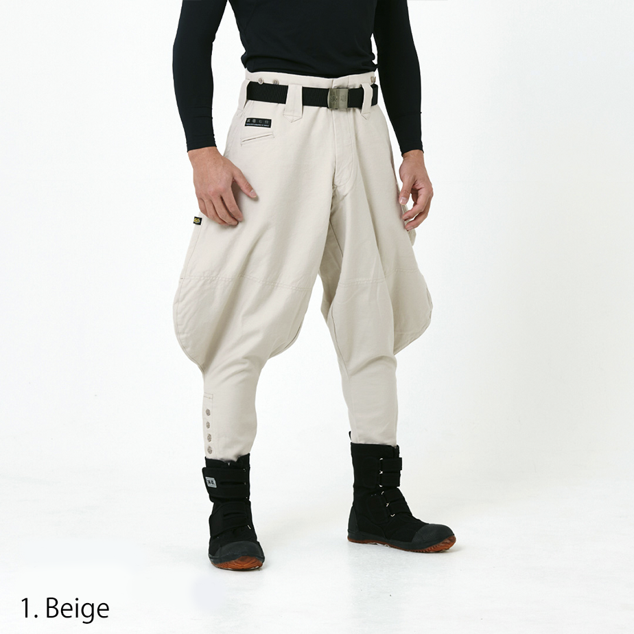 Toraichi 4441-401 Beige Japanese tobi pants seven-quarter silhouette