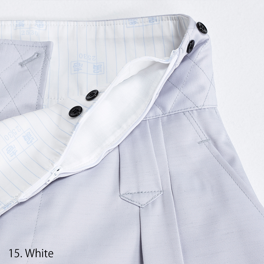 Toraichi tobi pants waistband close-up white
