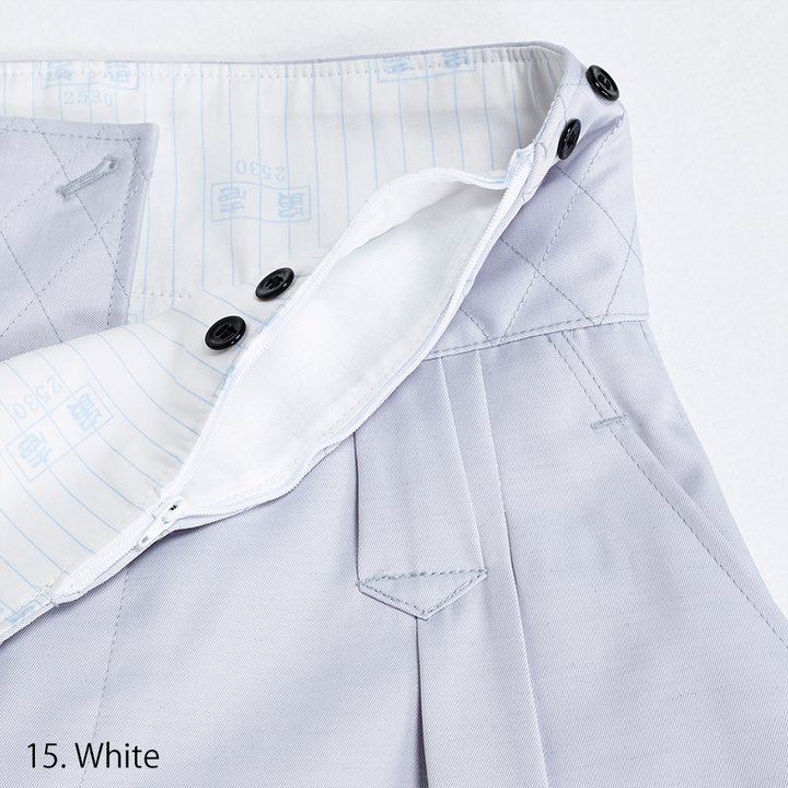 Toraichi tobi pants waistband close-up white