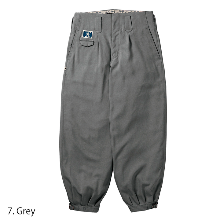 Grey Toraichi nikka pants highlighting durable fabric texture