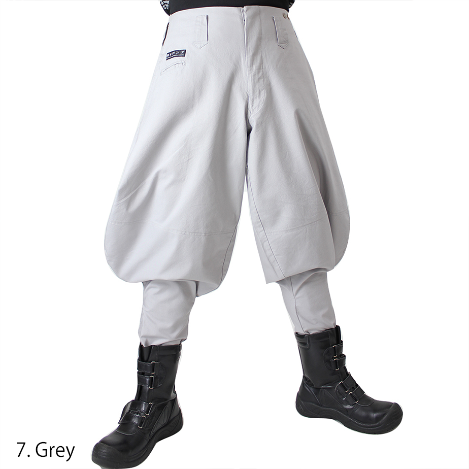 Japanese workwear Toraichi 1016-412 Grey long hachibu trousers side profile