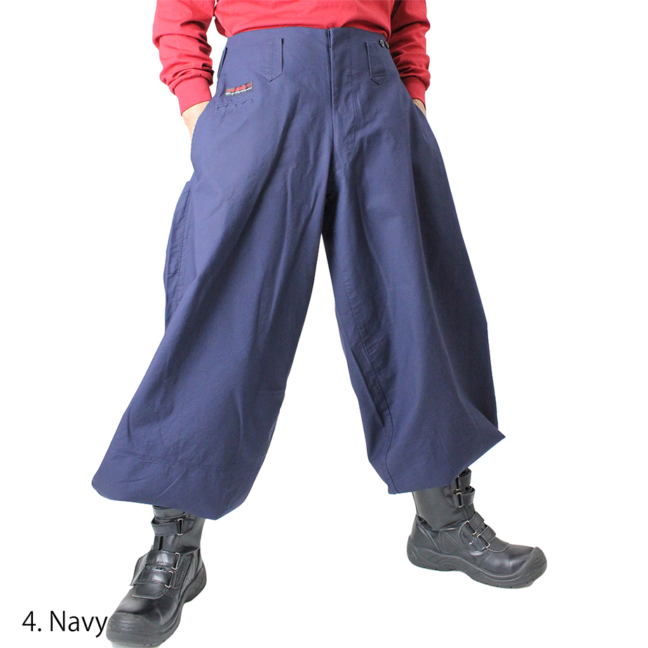 Toraichi 1016-418 Japanese workwear navy hachibu tobi trousers side profile