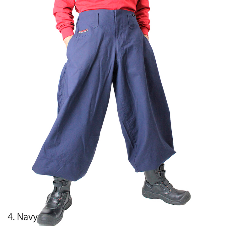 Toraichi 1016-418 Japanese workwear navy hachibu tobi trousers side profile