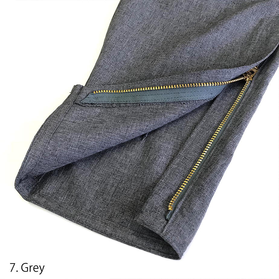 Rear pocket view of Toraichi grey riding pants with reinforced stitching