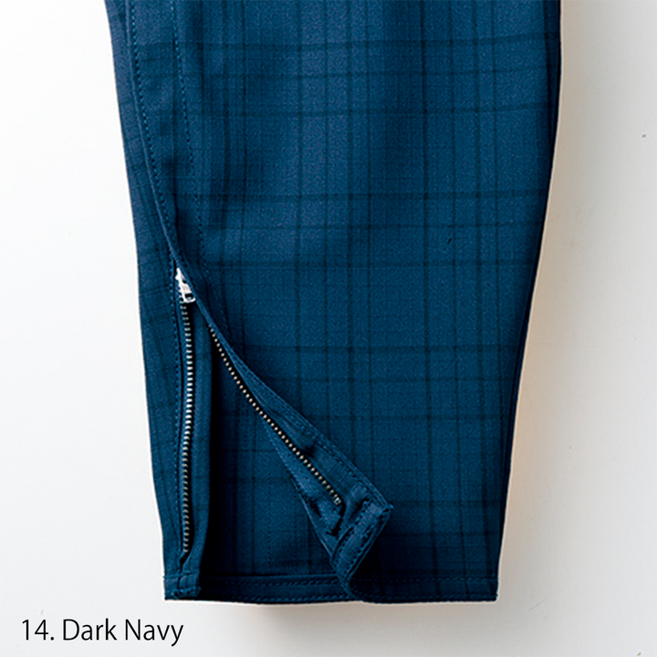 Toraichi tobi pants in horse riding silhouette navy grid pattern