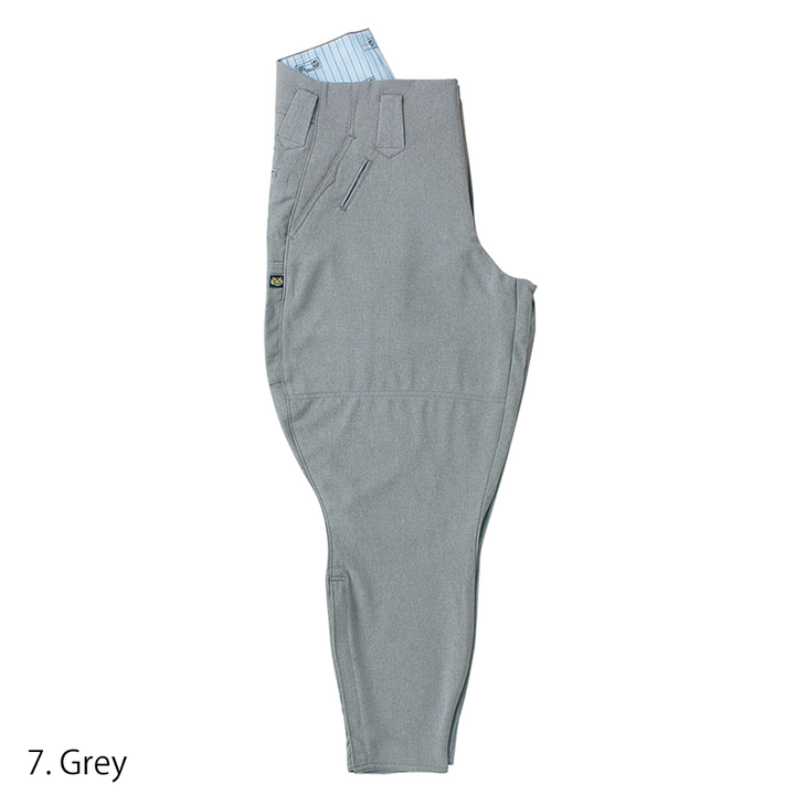 Front view of Toraichi tobi pants in navy riding pants silhouette