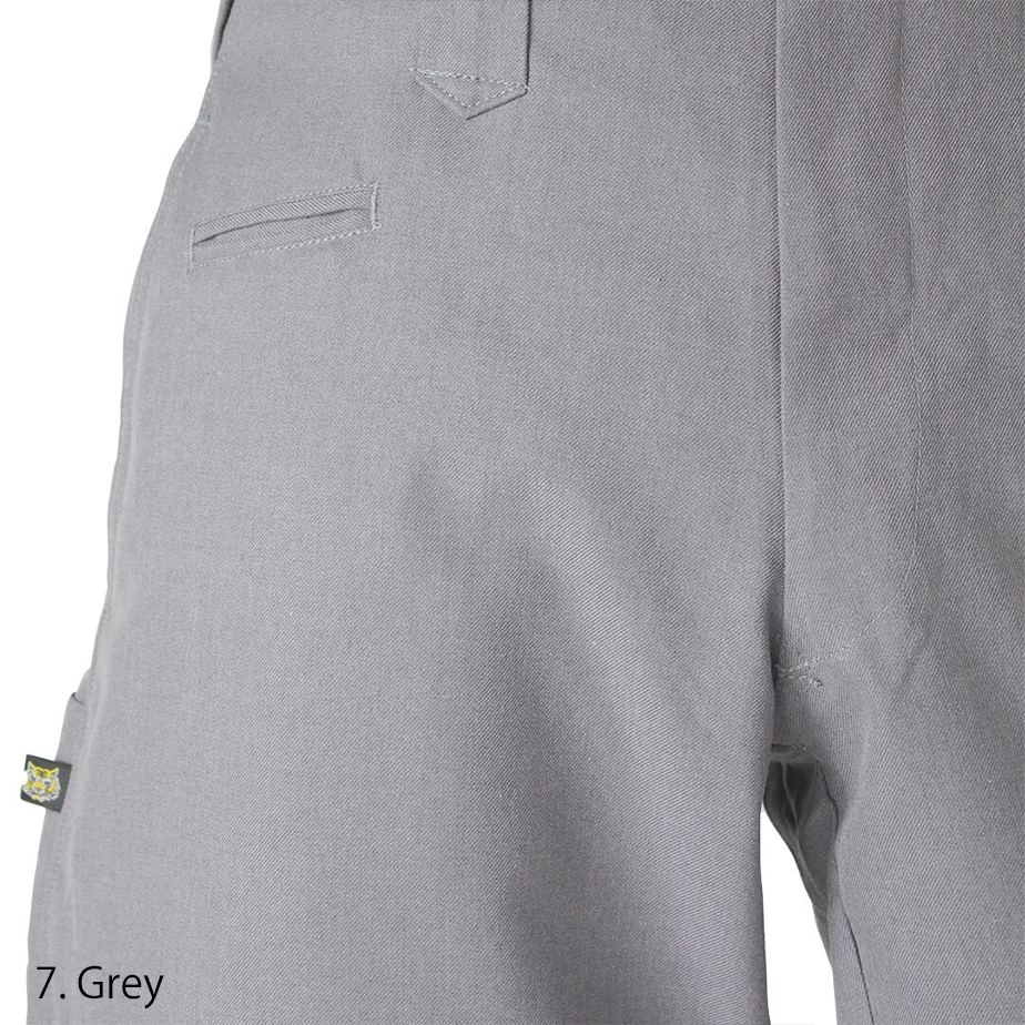 Grey high-waist Toraichi pants with wide hip and slim ankle taper